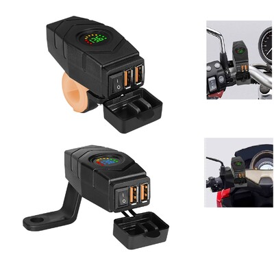 Încărcător pentru motociclete 36w, impermeabil, dual QC 3.0, încărcător rapid USB 12V-24V, priză USB pentru autocicletă, cu voltmetru, adaptor rapid de alimentare