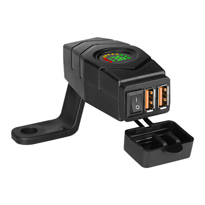 Φορτιστής μοτοσικλέτας 36w Αδιάβροχος Dual QC 3.0 USB Quick Charger 12V-24V Autocycle USB Pocket with Voltmeter Fast Power Adapter