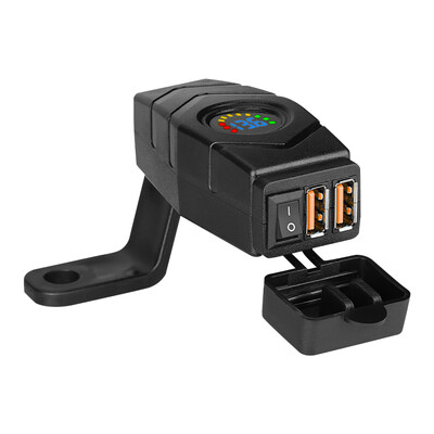 Φορτιστής μοτοσικλέτας 36w Αδιάβροχος Dual QC 3.0 USB Quick Charger 12V-24V Autocycle USB Pocket with Voltmeter Fast Power Adapter