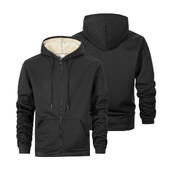 Hanorace cu fermoar din lână de miel de iarnă Îngroșați Jachete calde Hanorace cu mânecă lungă Sport ocazional Fleece Mantoane negre Mantoane bărbați cu glugă