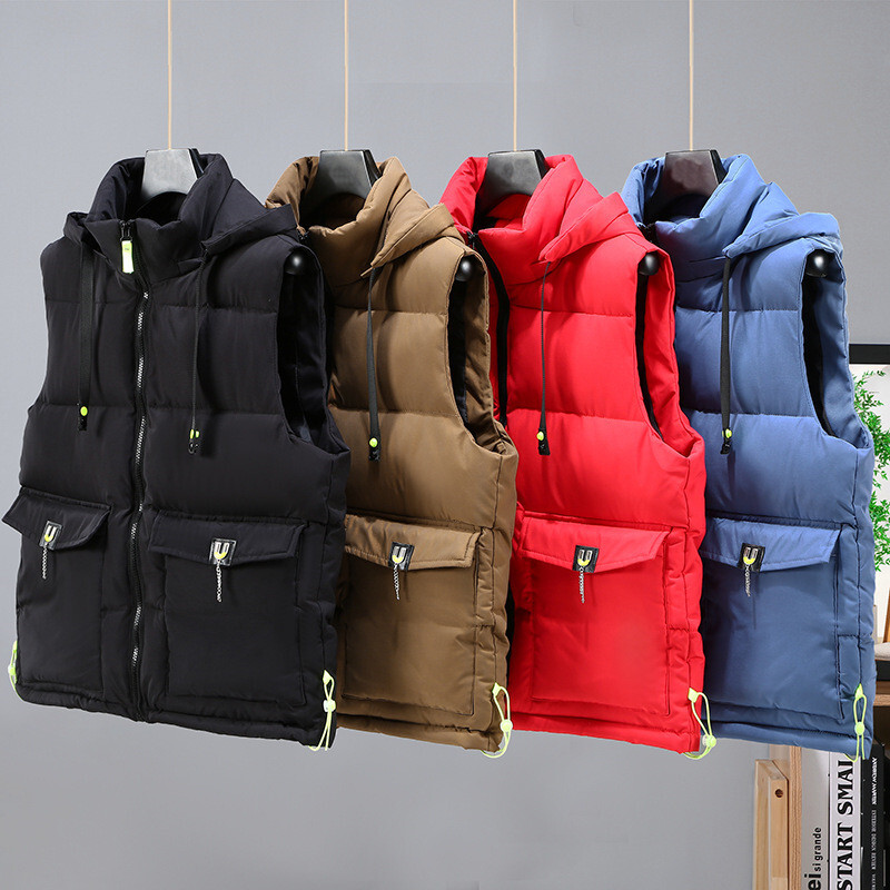 2024 Νέο γιλέκο μόδας Βαμβακερό ζεστό ανδρικό γιλέκο φθινοπώρου και ανοιξιάτικο γιλέκο μεγάλη τσέπη Ανδρικό γιλέκο αμάνικο σακάκι κορεατικού στυλ