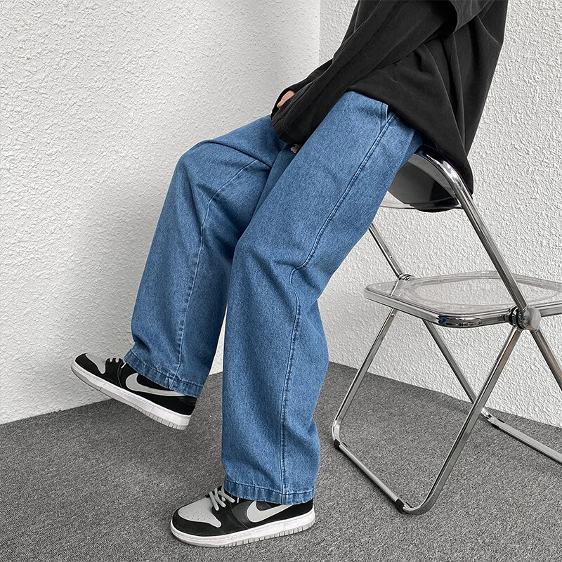 Ανοιξιάτικο ανδρικό φαρδύ τζιν 5XL μεγάλου μεγέθους Νέο μαύρο γκρι μόδα φαρδύ παντελόνι Streetwear Casual απλό ίσιο τζιν παντελόνι