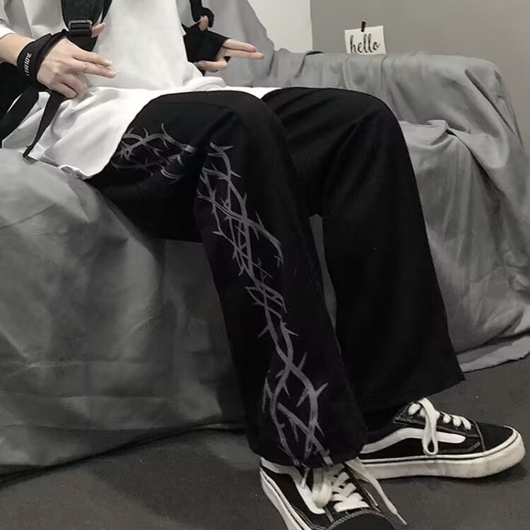 Versiune coreeană, stil Harajuku, retro, frumoși, cu talie înaltă, care slăbesc, pantaloni largi, pantaloni largi pentru bărbați și femei.