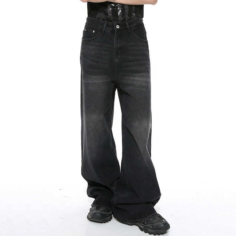 IEFB Blugi pentru bărbați uzați Culoare degradată vintage Pantaloni pentru bărbați cu picioare largi buzunare pentru bărbați Pantaloni drepți din denim Nou 9C4510