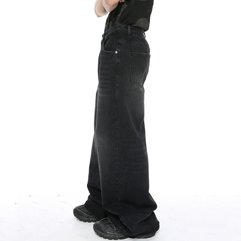 IEFB Blugi pentru bărbați uzați Culoare degradată vintage Pantaloni pentru bărbați cu picioare largi buzunare pentru bărbați Pantaloni drepți din denim Nou 9C4510