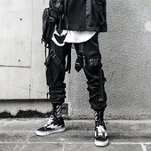 Joggers Muške kargo hlače Unikatne vrpce Techwear Y2k široke hlače za muškarce Harajuku Streetwear Muške ženske hlače Punk Gothic