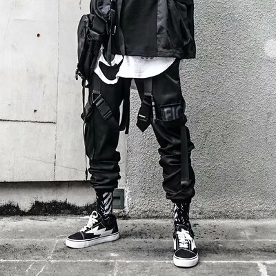 Joggers Muške kargo hlače Unikatne vrpce Techwear Y2k široke hlače za muškarce Harajuku Streetwear Muške ženske hlače Punk Gothic
