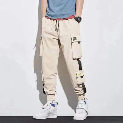 Pantaloni Bărbați Căptușiți cu lână Pantaloni cargo negri de iarnă pentru bărbați Slim Stretch Street Casual Harajuku Designer Nailon Baggy de înaltă calitate