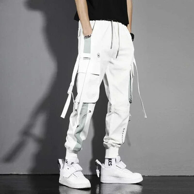 Pantaloni Bărbați Căptușiți cu lână Pantaloni cargo negri de iarnă pentru bărbați Slim Stretch Street Casual Harajuku Designer Nailon Baggy de înaltă calitate