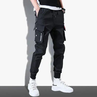 Pantaloni Bărbați Căptușiți cu lână Pantaloni cargo negri de iarnă pentru bărbați Slim Stretch Street Casual Harajuku Designer Nailon Baggy de înaltă calitate