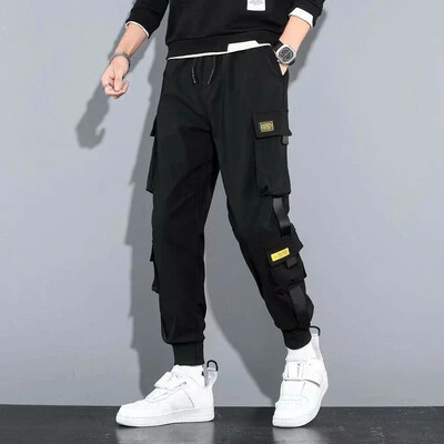 Pantaloni Bărbați Căptușiți cu lână Pantaloni cargo negri de iarnă pentru bărbați Slim Stretch Street Casual Harajuku Designer Nailon Baggy de înaltă calitate