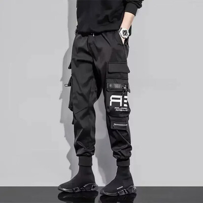 Pantaloni Bărbați Căptușiți cu lână Pantaloni cargo negri de iarnă pentru bărbați Slim Stretch Street Casual Harajuku Designer Nailon Baggy de înaltă calitate