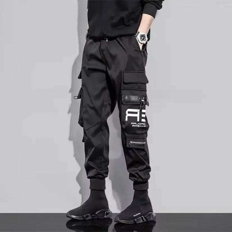 Pantaloni Bărbați Căptușiți cu lână Pantaloni cargo negri de iarnă pentru bărbați Slim Stretch Street Casual Harajuku Designer Nailon Baggy de înaltă calitate