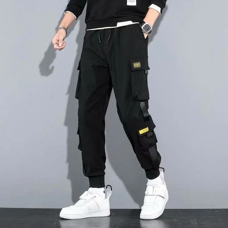 Pantaloni Bărbați Căptușiți cu lână Pantaloni cargo negri de iarnă pentru bărbați Slim Stretch Street Casual Harajuku Designer Nailon Baggy de înaltă calitate