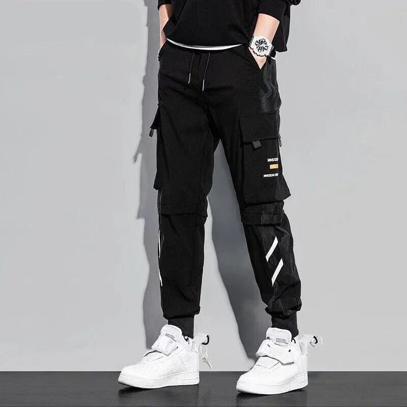 Pantaloni Bărbați Căptușiți cu lână Pantaloni cargo negri de iarnă pentru bărbați Slim Stretch Street Casual Harajuku Designer Nailon Baggy de înaltă calitate