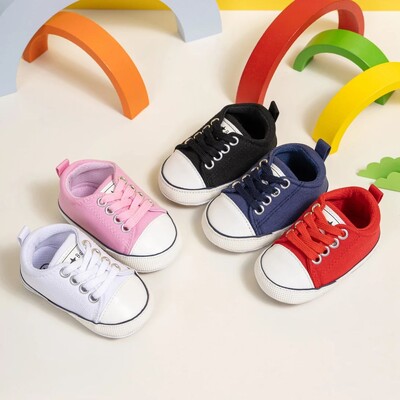 KIDSUN Многоцветни бебешки обувки Новородено момче Момиченце Гумени противоплъзгащи спортни обувки Бебешки първи прохождащи Обувки за бебешко креватче Плоски обувки