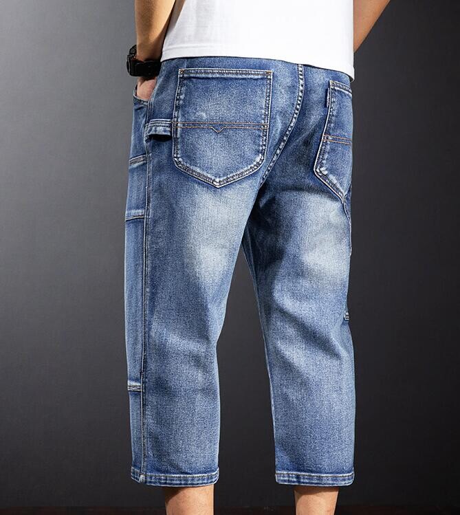 Férfi táskás farmer rövidnadrág divat utcai viselet Hip-hop gördeszka Cargo Hole farmer Férfi vádliig érő nadrág