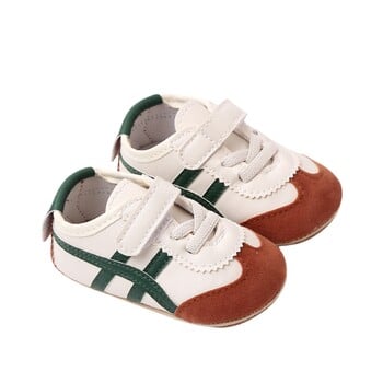 BeQeuewll Infant Baby Boys Girls Moccasins Sneakers Contrast Color Stripe PU Leather Anti-Slip Sole Prewalker First Walker Shoes