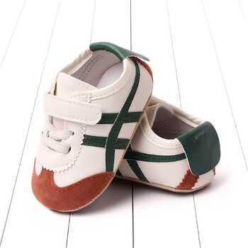 BeQeuewll Infant Baby Boys Girls Moccasins Sneakers Contrast Color Stripe PU Leather Anti-Slip Sole Prewalker First Walker Shoes