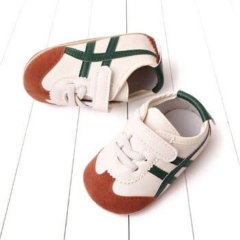 BeQeuewll Infant Baby Boys Girls Moccasins Sneakers Contrast Color Stripe PU Leather Anti-Slip Sole Prewalker First Walker Shoes