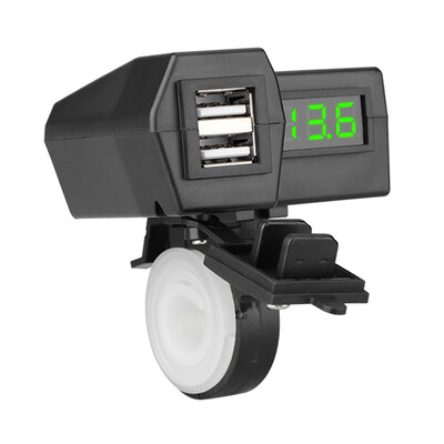 Motocyklové USB nabíjačky s dvojitým portom a voltmetrom, vodotesný kryt, vypínač 12-24V