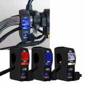 Comutator faruri ghidon pentru motociclete Lumină LED transparentă cu încărcător USB pentru telefon mobil pentru mașină 12V5A Comutator piese de modificare