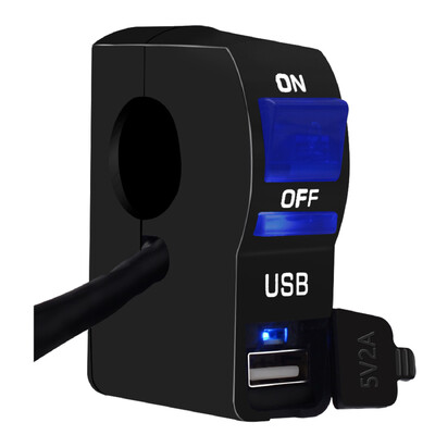 Comutator faruri ghidon pentru motociclete Lumină LED transparentă cu încărcător USB pentru telefon mobil pentru mașină 12V5A Comutator piese de modificare