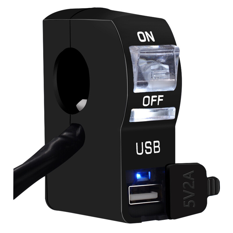 Comutator faruri ghidon pentru motociclete Lumină LED transparentă cu încărcător USB pentru telefon mobil pentru mașină 12V5A Comutator piese de modificare