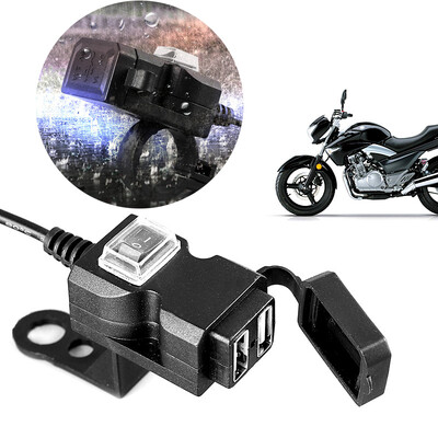 12V-24V kahe USB-pordiga veekindel mootorratta mootorratta juhtraua laadija adapteri toiteploki pistikupesa mootorratta tarvikud