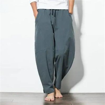 Vară Pantaloni largi pentru bărbați cu clopoței Pantaloni thailandezi Pantaloni de plajă de călătorie casual, bumbac, lenjerie, imprimare largi