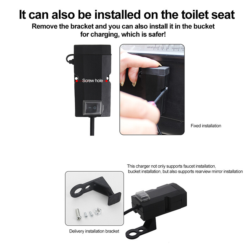 Nabíjačka na motocykel, vodotesný USB adaptér, telefón, duálny USB port, rýchle nabíjanie 3.0 s vypínačom, zásuvka, stojan, moto príslušenstvo