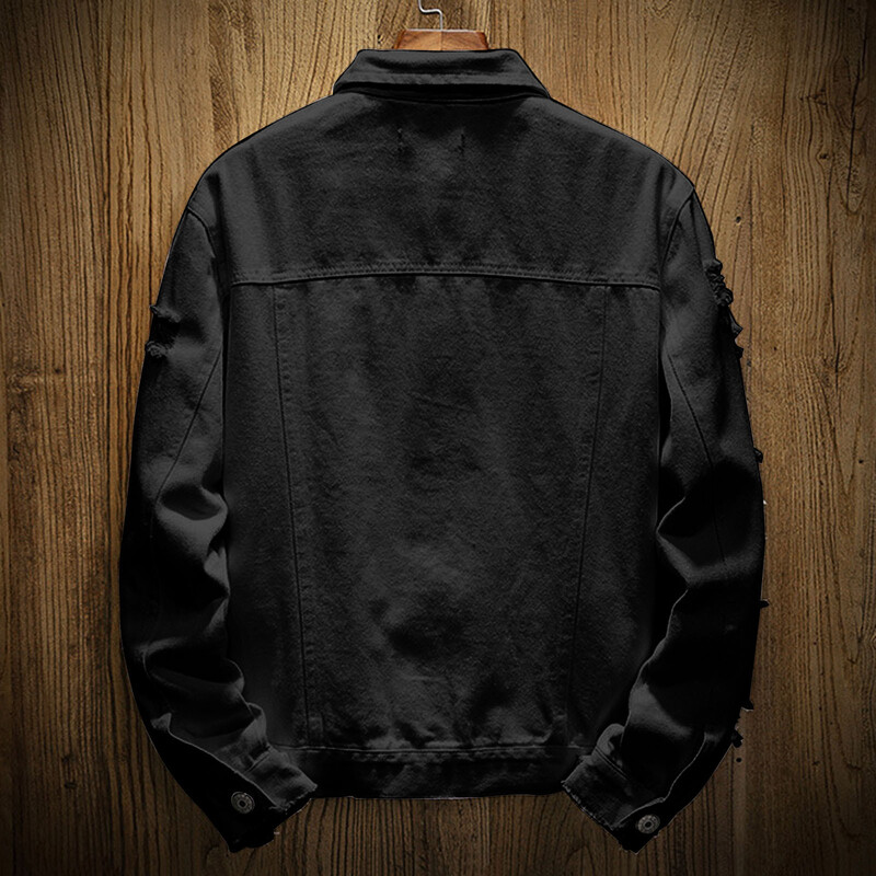Jakne za muškarce Lagana muška moda za proljeće i jesen Jednobojna traper jakna s kopčom na rever i za slobodno vrijeme Chaquetas De Hombre