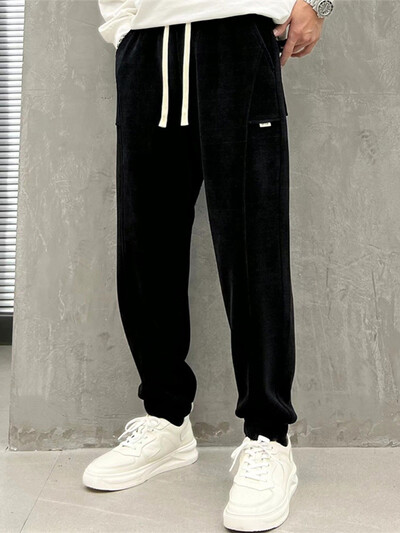 Pantaloni de sport harem din catifea pentru bărbați de toamnă Pantaloni de jogging largi de gimnastică Pantaloni casual Y2K Streetwear Pantalon hombre de modă coreeană