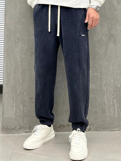 Pantaloni de sport harem din catifea pentru bărbați de toamnă Pantaloni de jogging largi de gimnastică Pantaloni casual Y2K Streetwear Pantalon hombre de modă coreeană