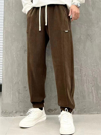 Pantaloni de sport harem din catifea pentru bărbați de toamnă Pantaloni de jogging largi de gimnastică Pantaloni casual Y2K Streetwear Pantalon hombre de modă coreeană