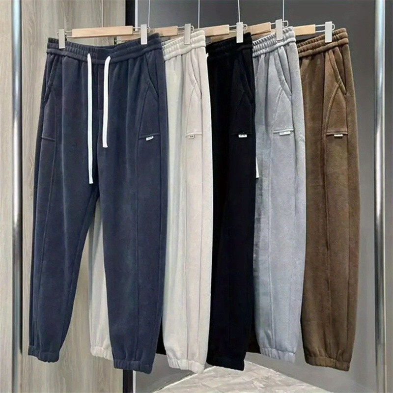 Pantaloni de sport harem din catifea pentru bărbați de toamnă Pantaloni de jogging largi de gimnastică Pantaloni casual Y2K Streetwear Pantalon hombre de modă coreeană