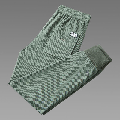 Samt muške ležerne hlače za trčanje, sport na otvorenom, hodanje, široke nogavice, smeđe trenirke, široke radne hlače do gležnja, muške