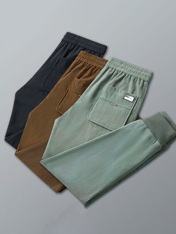 Samt muške ležerne hlače za trčanje, sport na otvorenom, hodanje, široke nogavice, smeđe trenirke, široke radne hlače do gležnja, muške