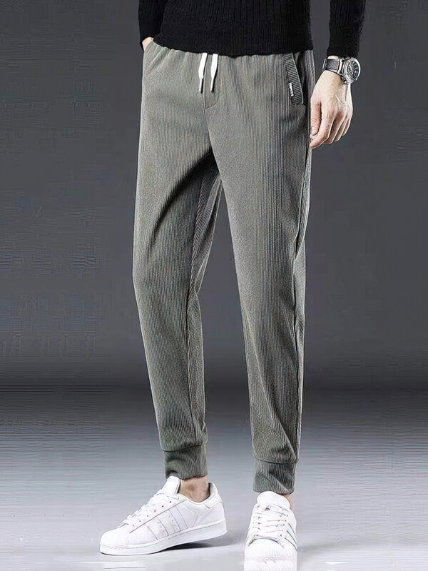 Samt muške ležerne hlače za trčanje, sport na otvorenom, hodanje, široke nogavice, smeđe trenirke, široke radne hlače do gležnja, muške