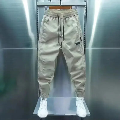 Pánske cargo nohavice, strečové khaki, zimné, vrecovité, regulárny strih, lacné, dizajnérske, luxusné, Harajuku, spandex, technické oblečenie