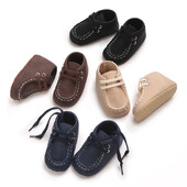 0-18M Detské plátené klasické športové topánky pre novorodencov chlapcov a dievčatá, zaväzovacie topánky pre prvé chodítka, protišmykové detské topánky