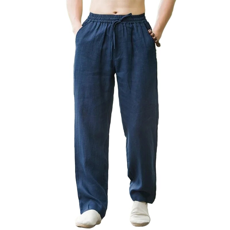 Pantaloni de plajă pentru bărbați Pantaloni de jogging Streetwear Pantaloni de trening din bumbac și in Pantaloni casual Vacanță hawaiană largi de vară lungi