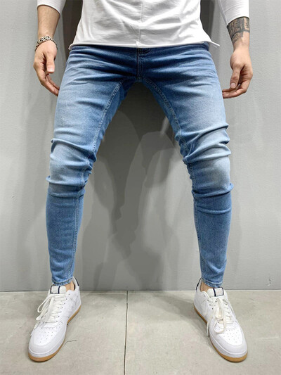 Moda de primăvară, toamnă, blugi bărbați, blugi skinny de spălat, pantaloni clasici, elastici, cu creion, slim fit, îmbrăcăminte de stradă, îmbrăcăminte pentru bărbați