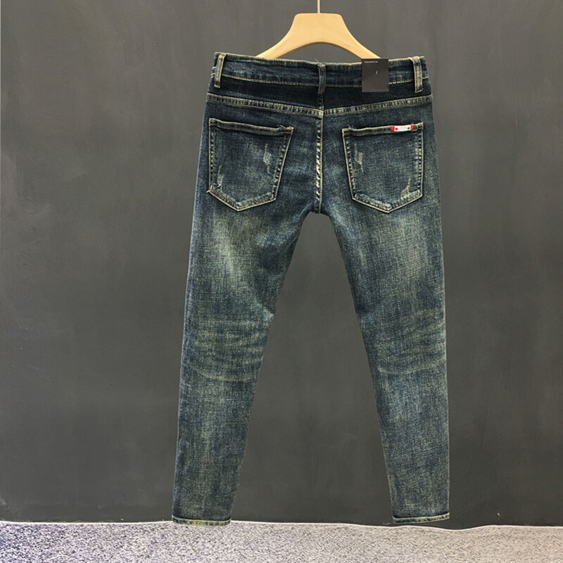 Moda de primăvară, toamnă, blugi bărbați, blugi skinny de spălat, pantaloni clasici, elastici, cu creion, slim fit, îmbrăcăminte de stradă, îmbrăcăminte pentru bărbați