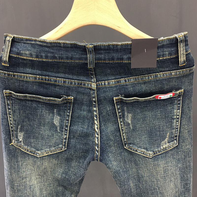 Moda de primăvară, toamnă, blugi bărbați, blugi skinny de spălat, pantaloni clasici, elastici, cu creion, slim fit, îmbrăcăminte de stradă, îmbrăcăminte pentru bărbați