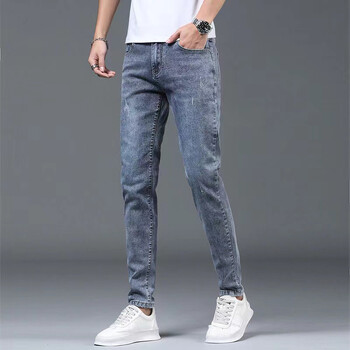 Boyfriend Daily All-match Pencil Distressed Jeans Men Casual Slim Fit Denim Pants Тесни крачоли Скъсани панталони Тесни плътни панталони