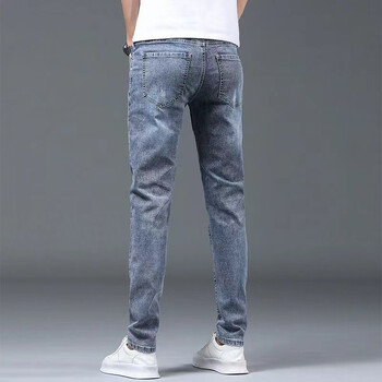 Boyfriend Daily All-match Pencil Distressed Jeans Men Casual Slim Fit Denim Pants Тесни крачоли Скъсани панталони Тесни плътни панталони