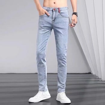 Boyfriend Daily All-match Pencil Distressed Jeans Men Casual Slim Fit Denim Pants Тесни крачоли Скъсани панталони Тесни плътни панталони