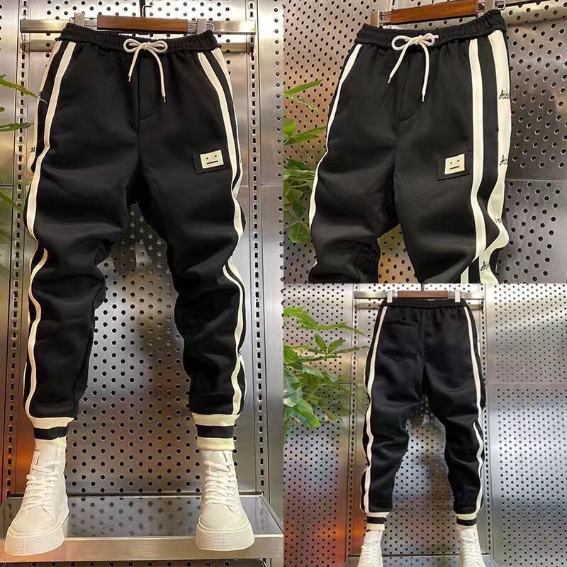 Căldură Toamnă Iarnă Jogging Sport Lână Coreeană Periată Thermal Joggers Baggy Fashion Pantaloni groși de pluș cu dungi elastice Harem