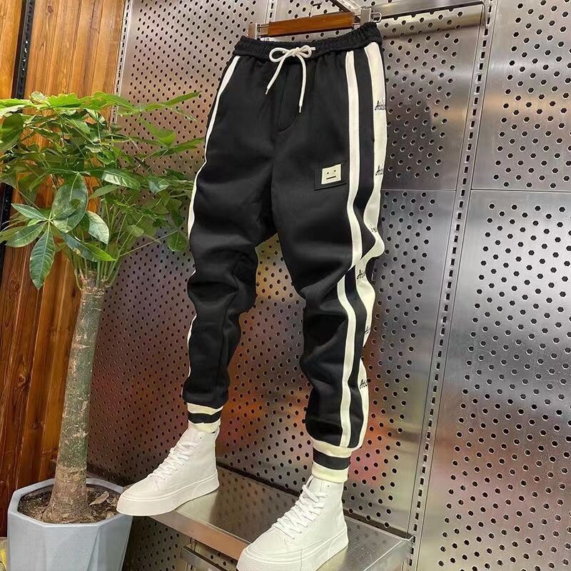 Căldură Toamnă Iarnă Jogging Sport Lână Coreeană Periată Thermal Joggers Baggy Fashion Pantaloni groși de pluș cu dungi elastice Harem